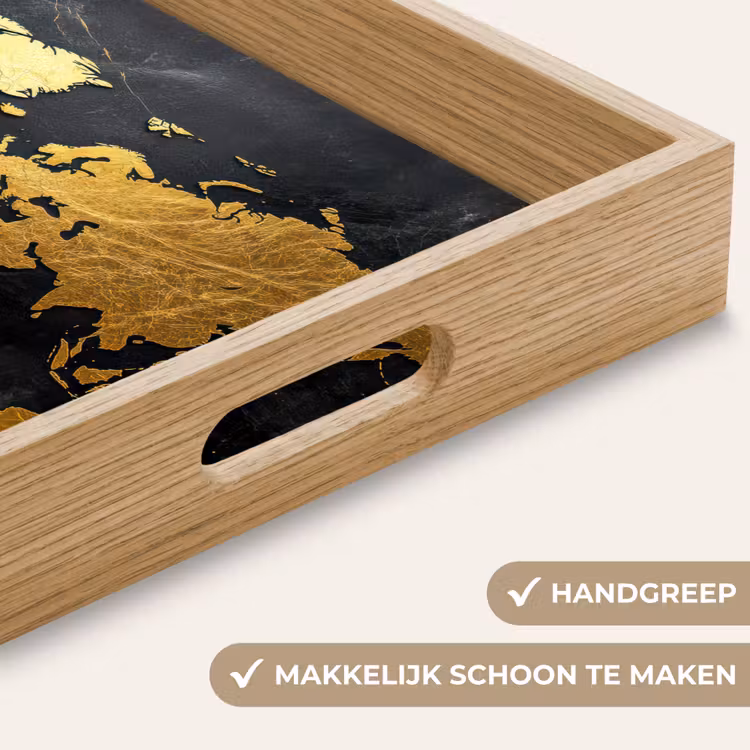 Dienblad - Wereldkaart - Goud - Marmer — 5