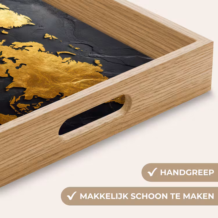 Dienblad - Wereldkaart - Goud - Steen — 5