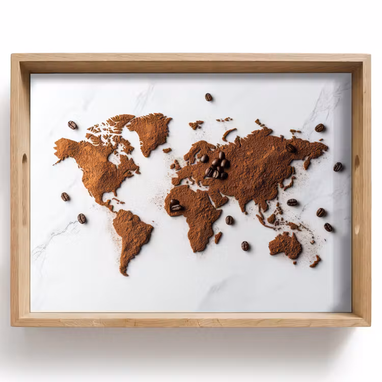 Dienblad - Wereldkaart - Koffie - Marmer — 1