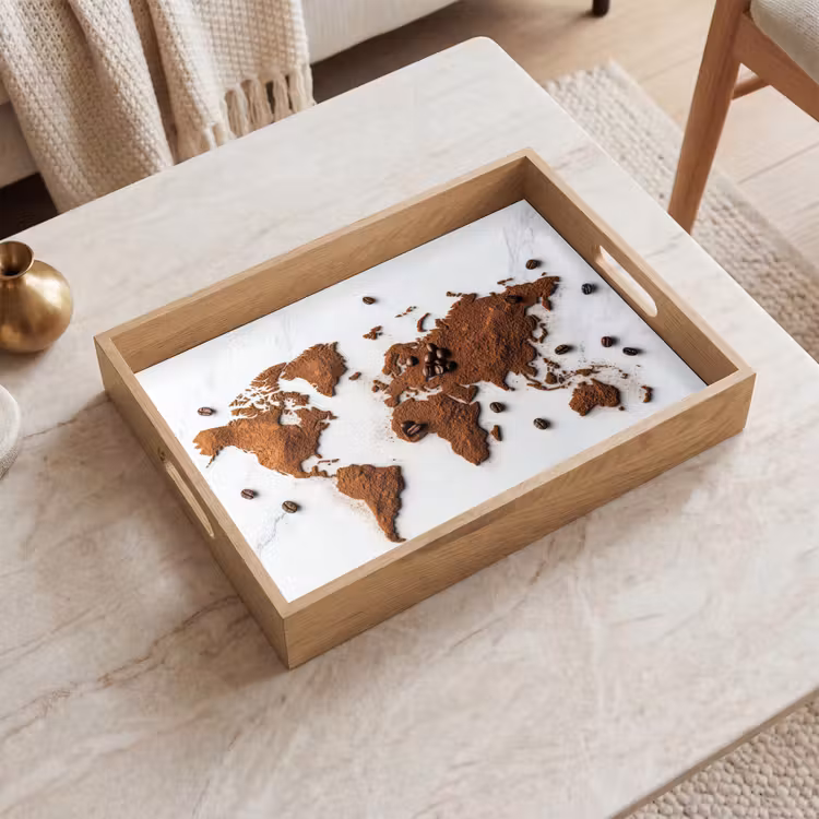 Dienblad - Wereldkaart - Koffie - Marmer — 2