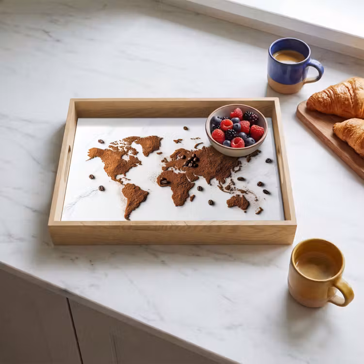 Dienblad - Wereldkaart - Koffie - Marmer — 4