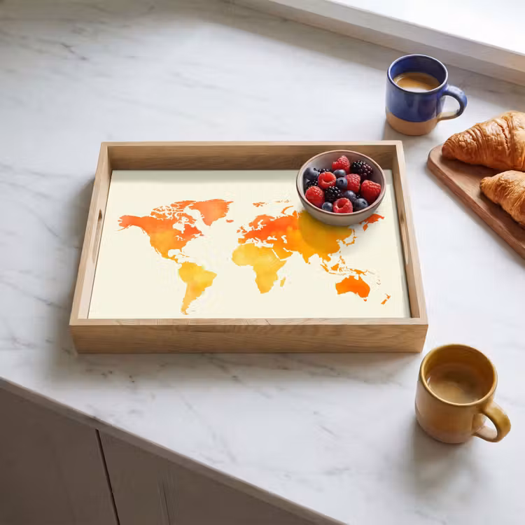 Dienblad - Wereldkaart - Oranje - Kleurrijk — 4