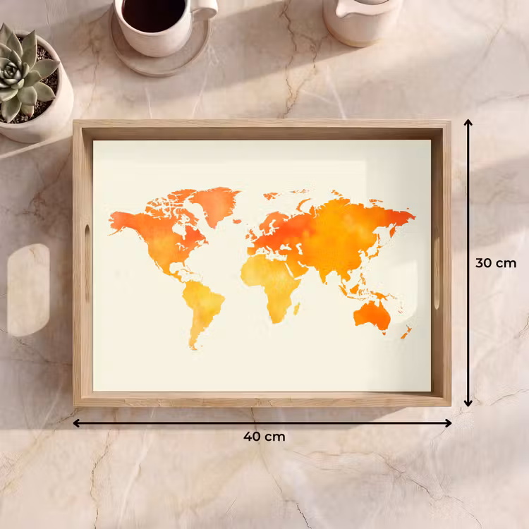 Dienblad - Wereldkaart - Oranje - Kleurrijk — 9