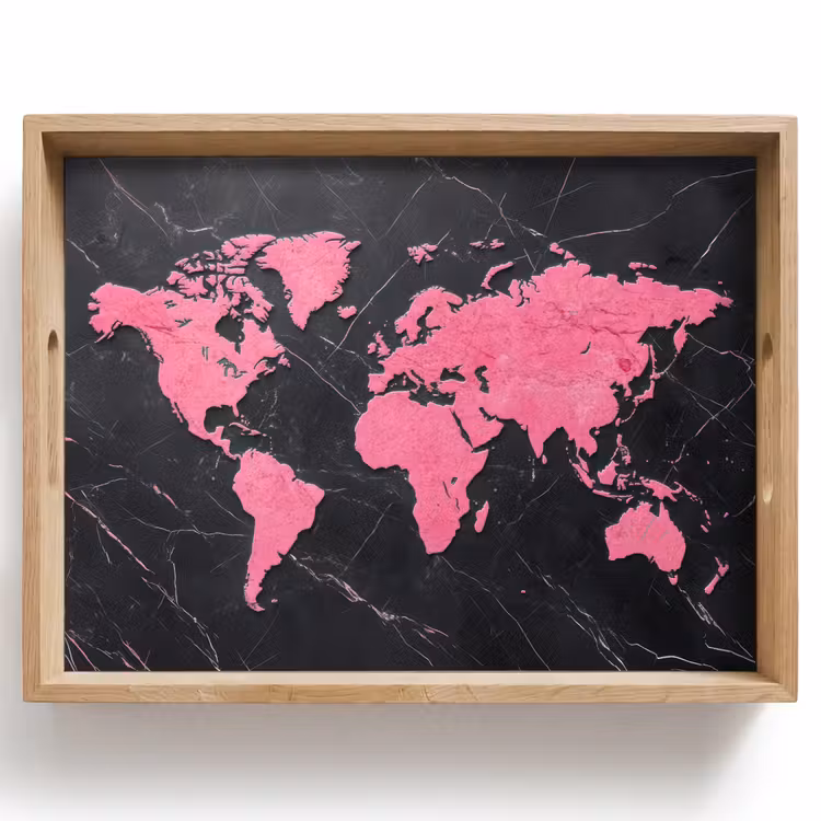 Dienblad - Wereldkaart - Roze - Marmer — 1