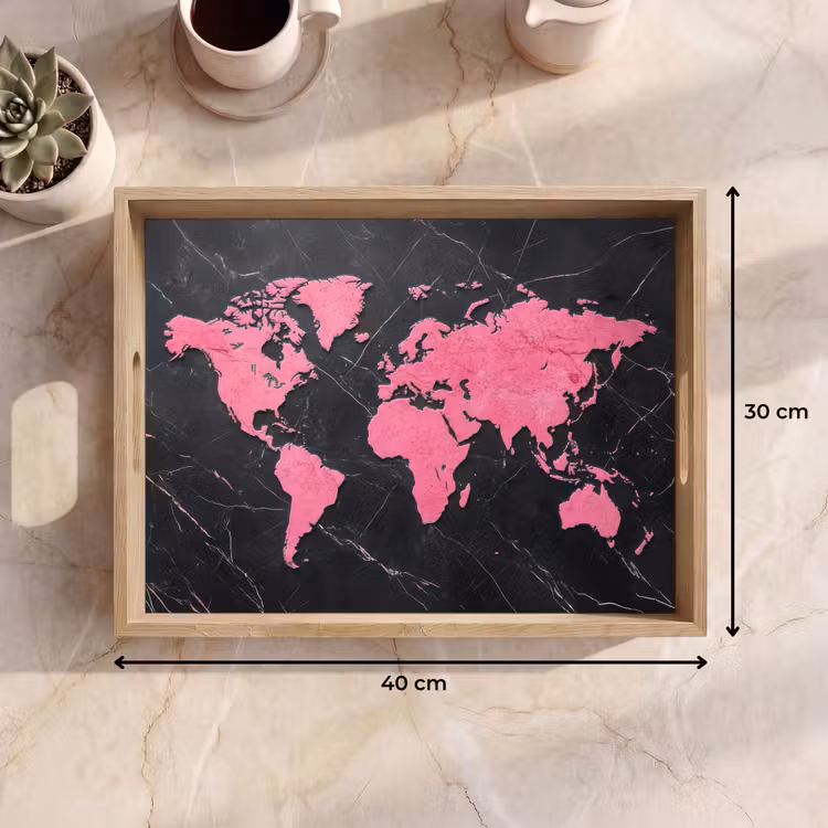 Dienblad - Wereldkaart - Roze - Marmer — 9