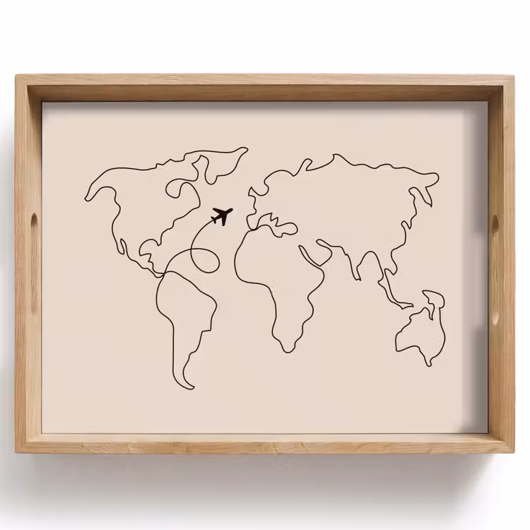 Dienblad - Wereldkaart - Simpel - Vliegtuig — 1