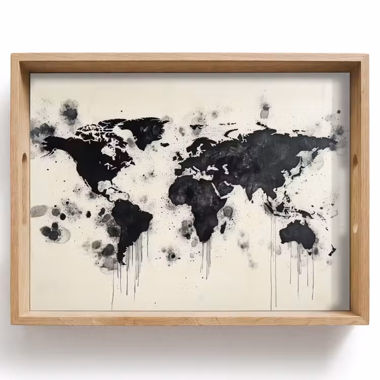 Dienblad - Wereldkaart - Zwart - Inkt — 1