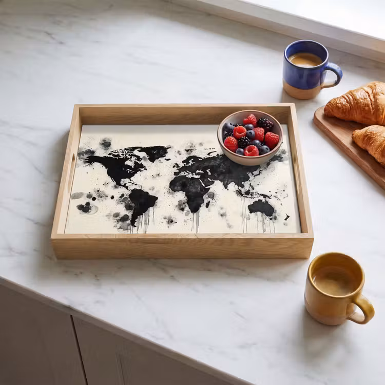 Dienblad - Wereldkaart - Zwart - Inkt — 4