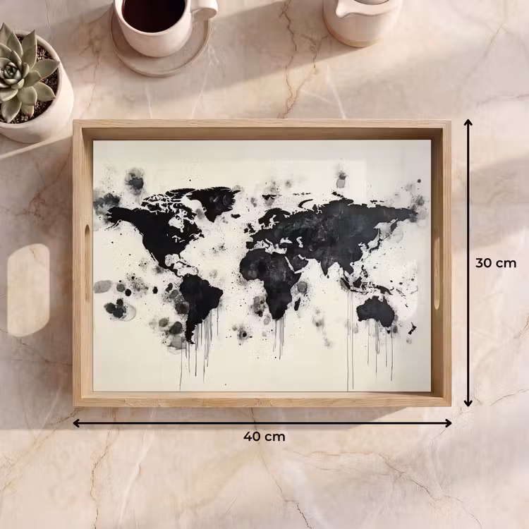 Dienblad - Wereldkaart - Zwart - Inkt — 9