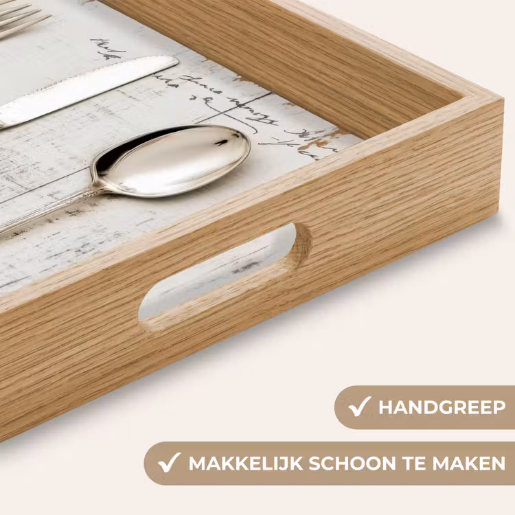 Dienblad - Zilver - Bestek - Hout — 5