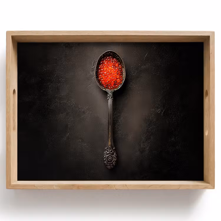 Dienblad - Zwart - Lepel - Caviar — 1