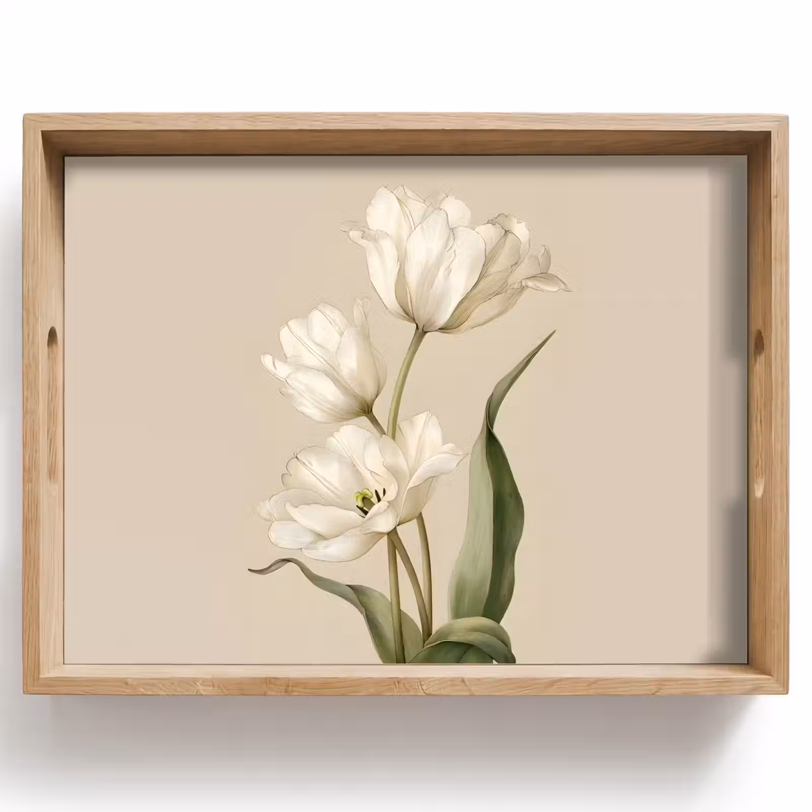 Dienblad - Tulpen - Wit - Bladeren — 1