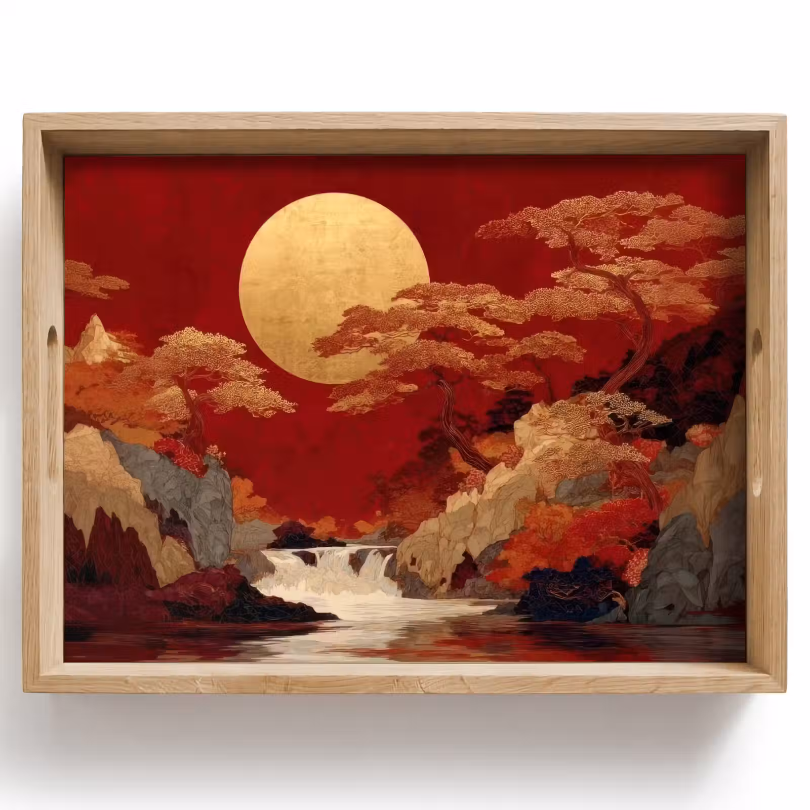 Dienblad - Volle maan - Landschap - Waterval — 1