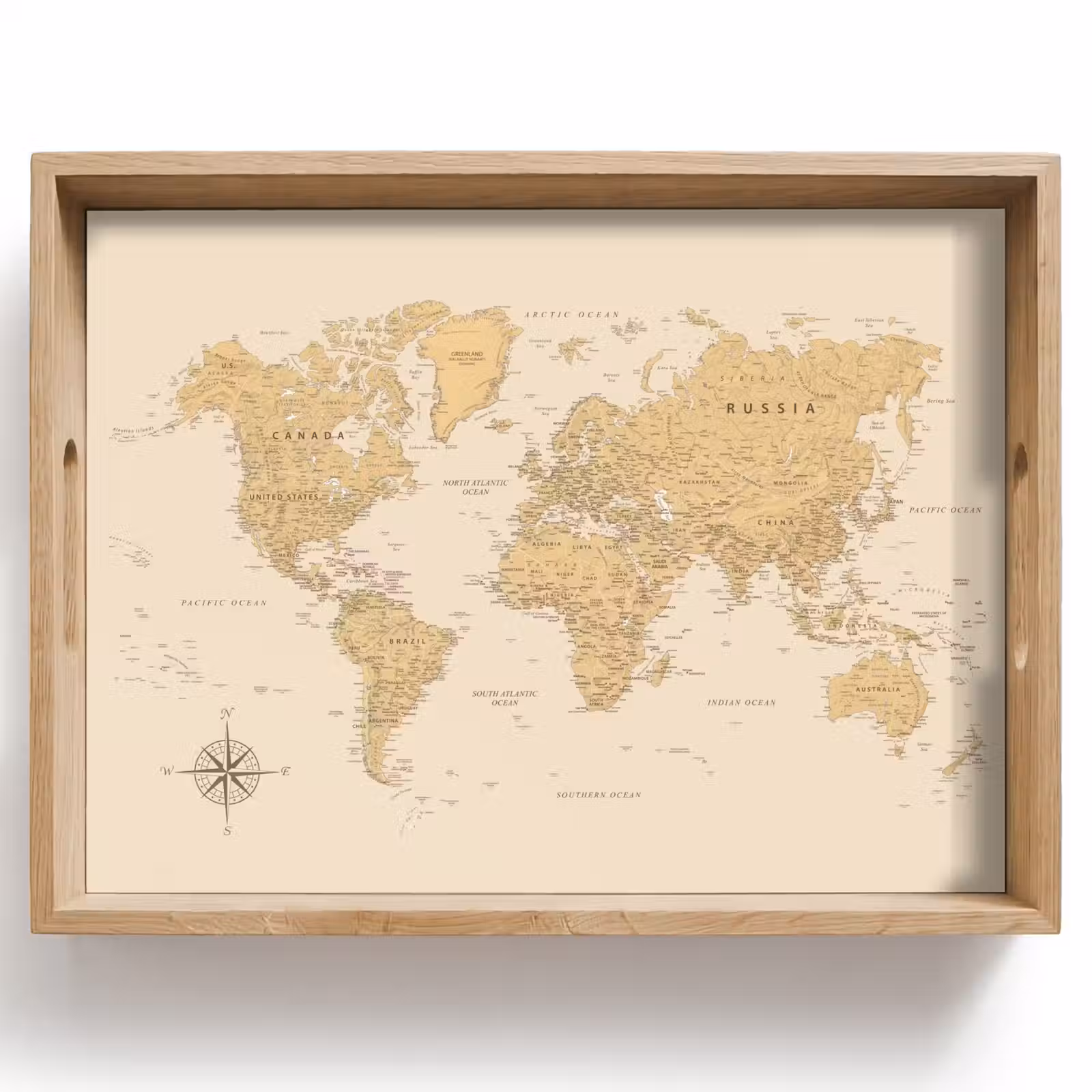 Dienblad - Wereldkaart - Realistisch - Beige — 1