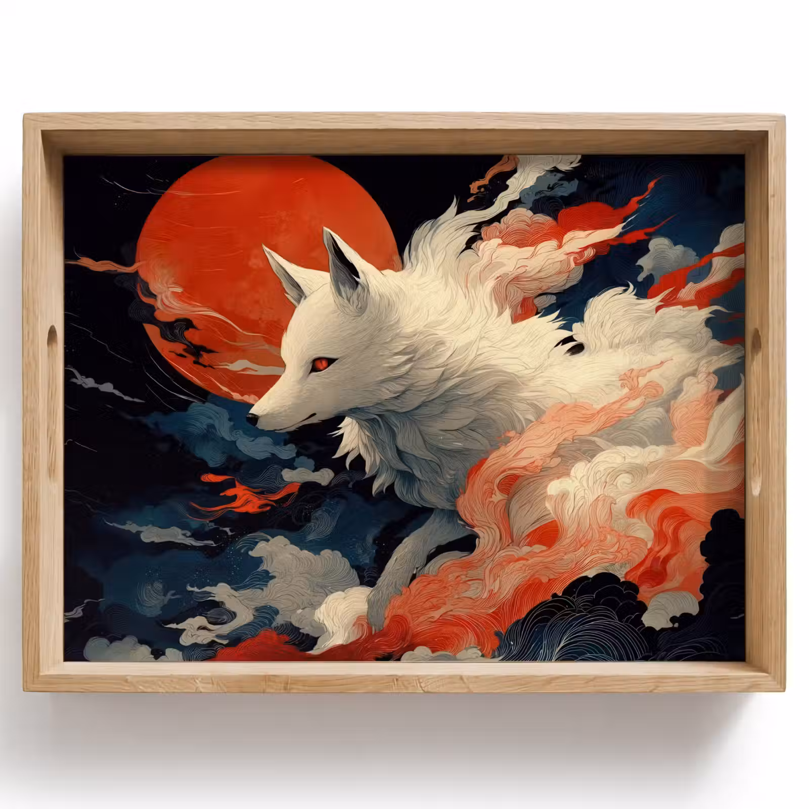 Dienblad - Witte vos - wolken - maan — 1