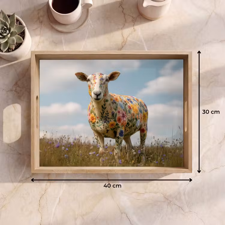 Dienblad - Schaap - Bloemen - Weide — 9