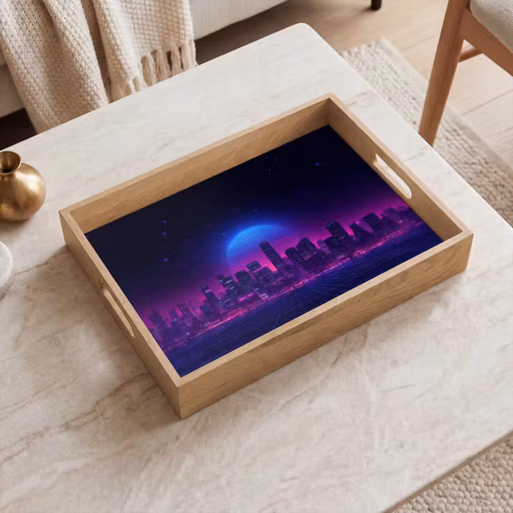 Dienblad - Skyline - Zon - Neon - Rasterpatroon — 2