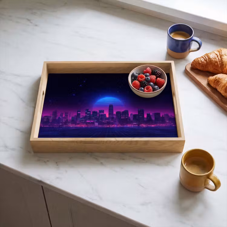 Dienblad - Skyline - Zon - Neon - Rasterpatroon — 4