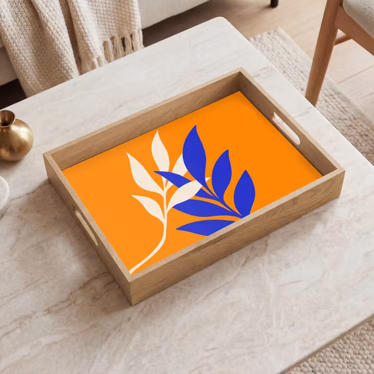 Dienblad - Takken - Bladeren - Minimalistisch - Blauw — 2