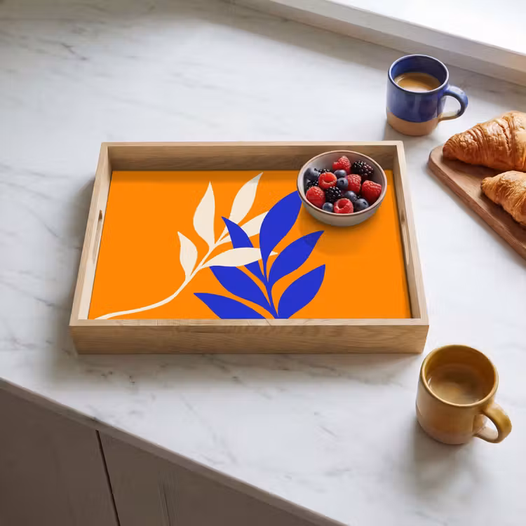 Dienblad - Takken - Bladeren - Minimalistisch - Blauw — 4