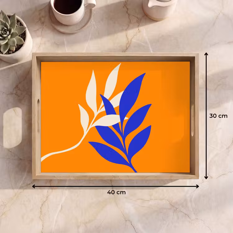 Dienblad - Takken - Bladeren - Minimalistisch - Blauw — 9