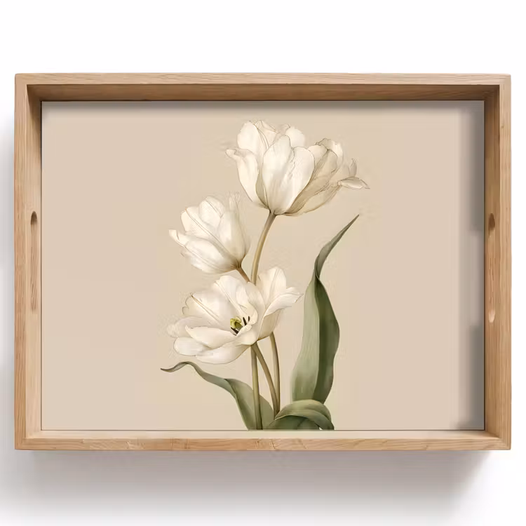 Dienblad - Tulpen - Wit - Bladeren — 1