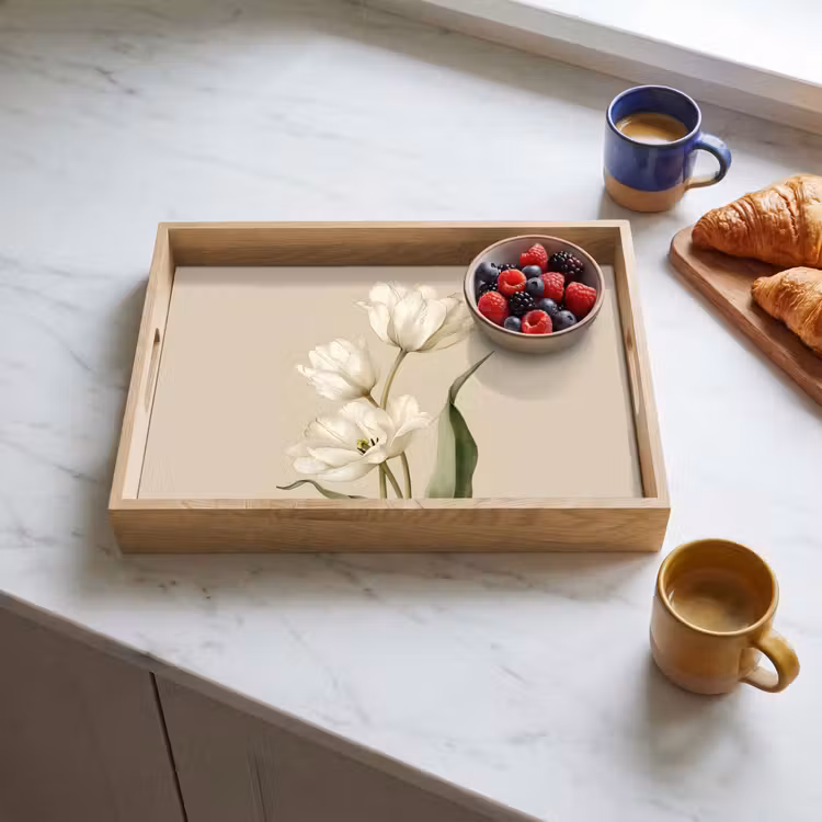 Dienblad - Tulpen - Wit - Bladeren — 4