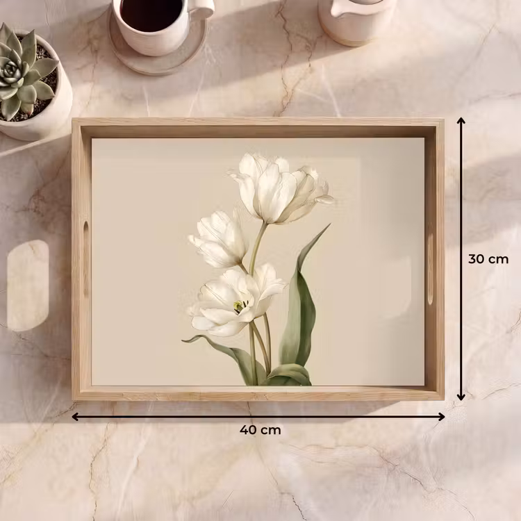 Dienblad - Tulpen - Wit - Bladeren — 9