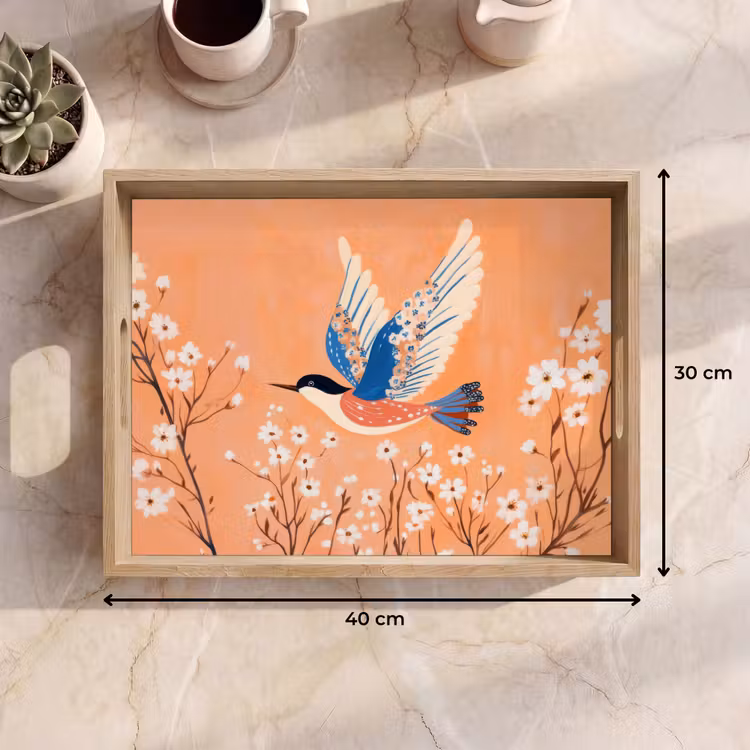 Dienblad - Vogel - Bloesemtakken - Warm - Kleurrijk — 9