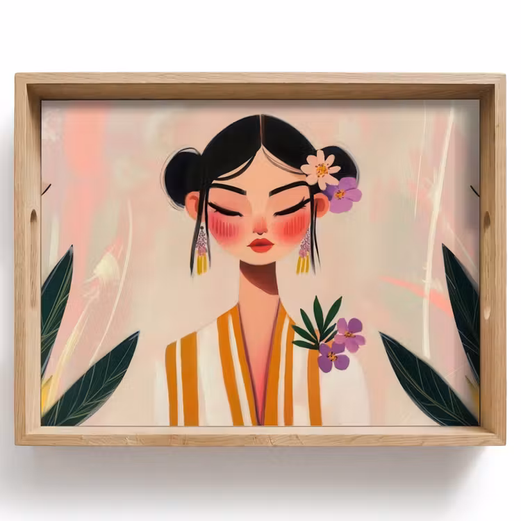 Dienblad - Vrouw - Bloemen - Pastel — 1