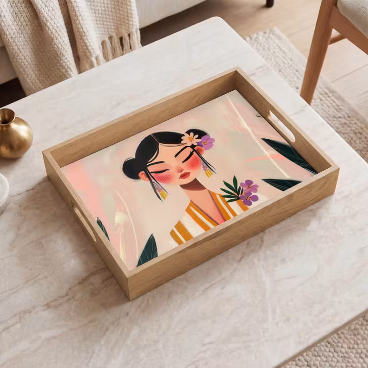 Dienblad - Vrouw - Bloemen - Pastel — 2