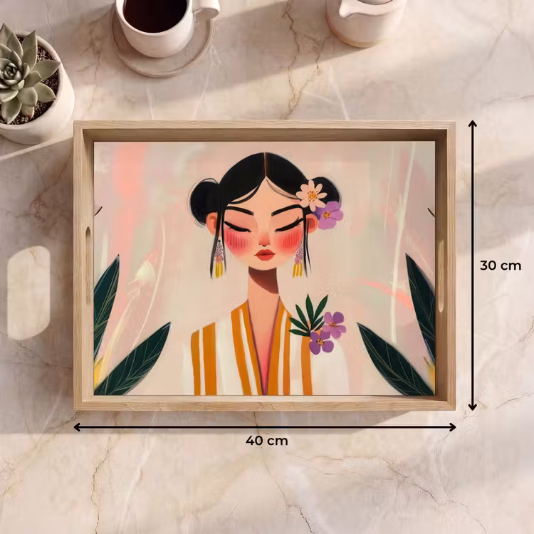Dienblad - Vrouw - Bloemen - Pastel — 9
