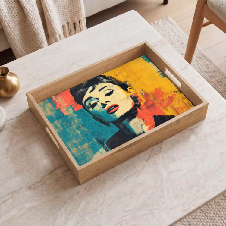 Dienblad - Vrouw - Rode lippen - Expressief - Grafisch — 2