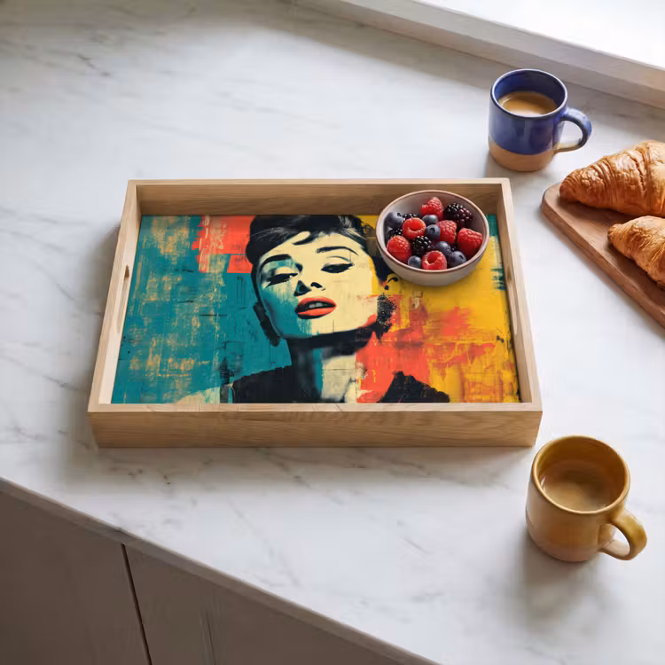Dienblad - Vrouw - Rode lippen - Expressief - Grafisch — 4