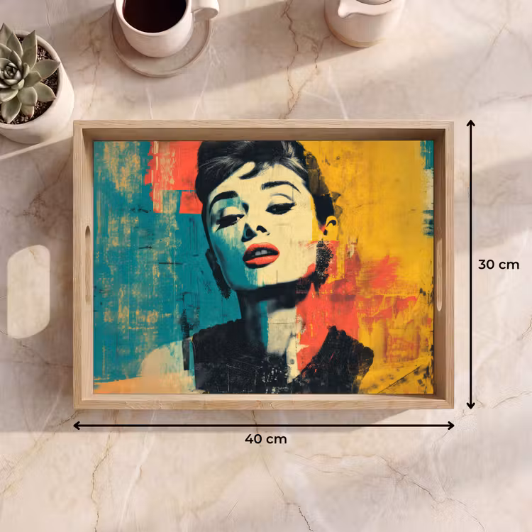 Dienblad - Vrouw - Rode lippen - Expressief - Grafisch — 9