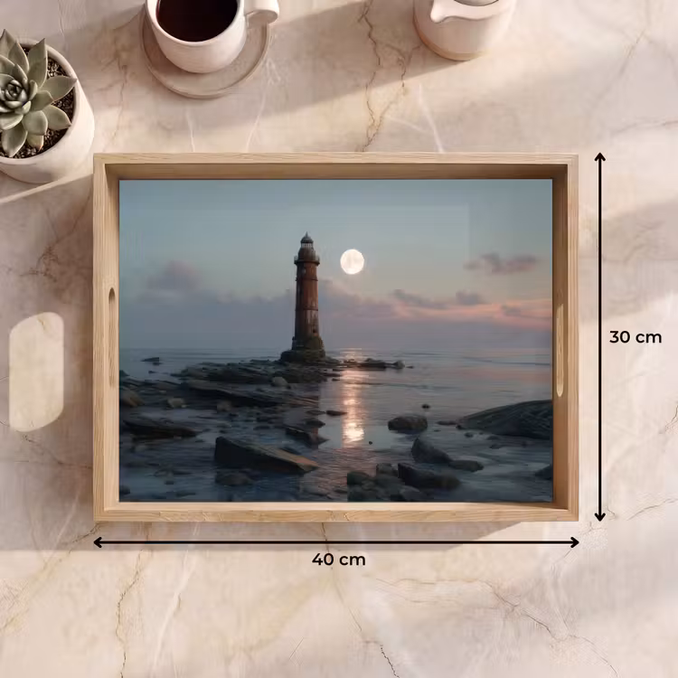 Dienblad - Vuurtoren - Stenen - Water - Maan — 9