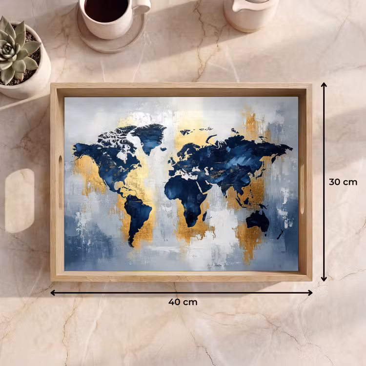 Dienblad - Wereldkaart - Blauw - Abstract — 9