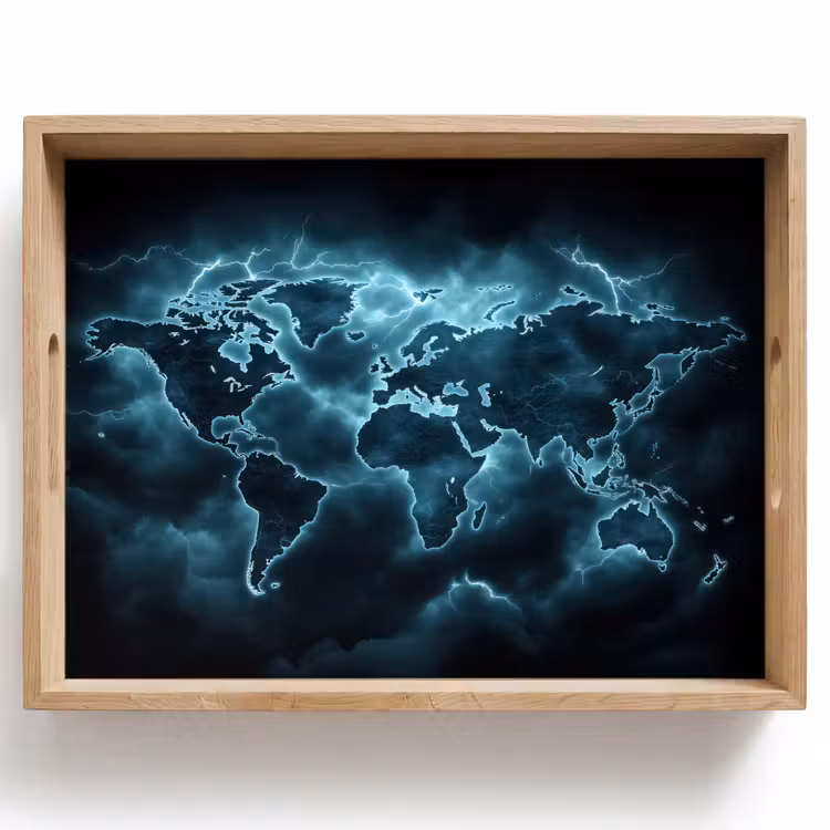 Dienblad - Wereldkaart - Bliksem - Blauw — 1