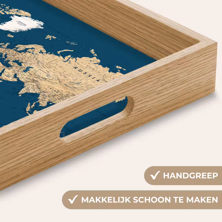 Dienblad - Wereldkaart - Donkerblauw - Beige — 5