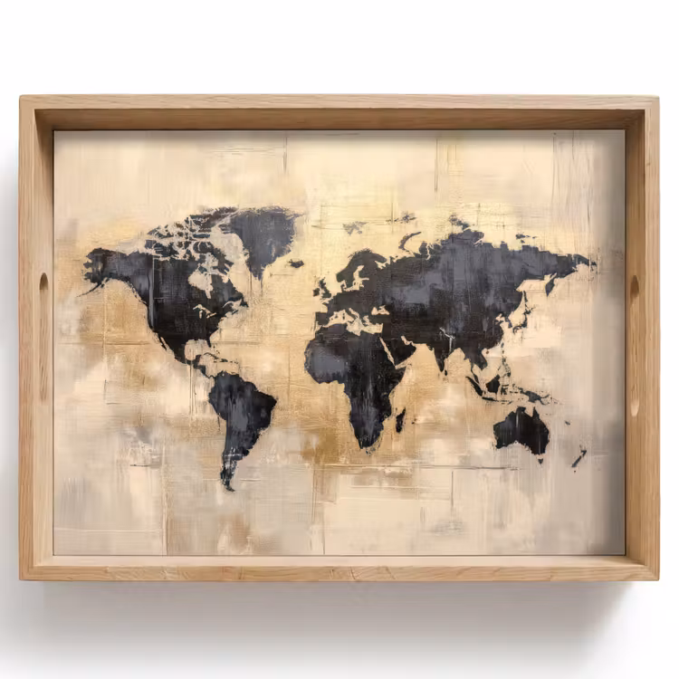 Dienblad - Wereldkaart - Goud - Zwart - Abstract — 1
