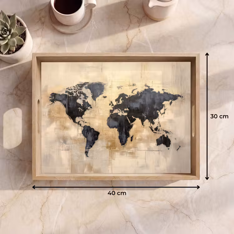 Dienblad - Wereldkaart - Goud - Zwart - Abstract — 9