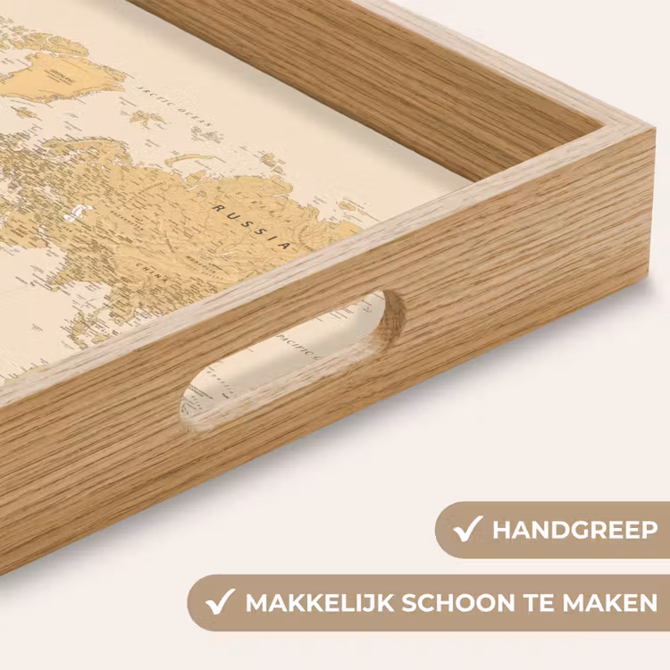 Dienblad - Wereldkaart - Realistisch - Beige — 5