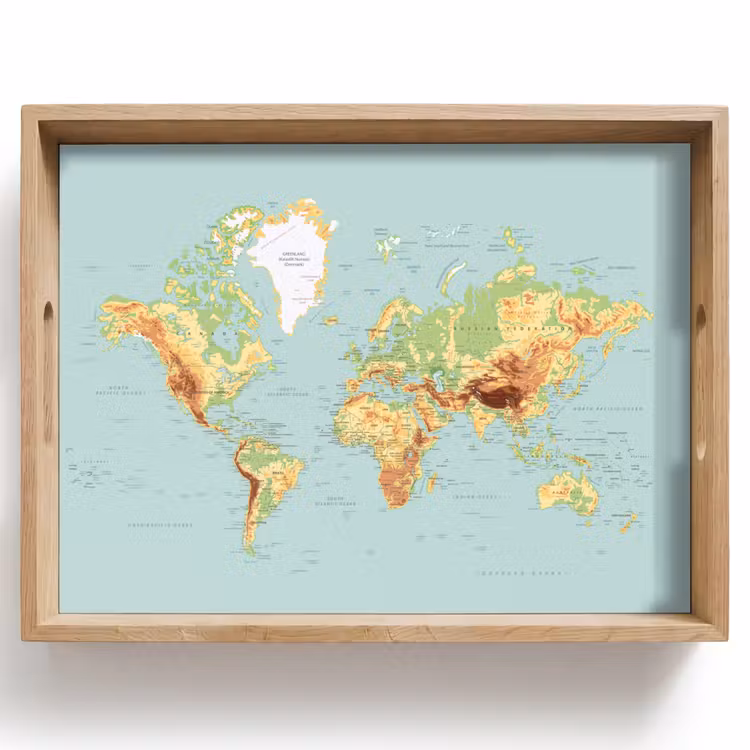Dienblad - Wereldkaart - Realistisch - Blauw — 1