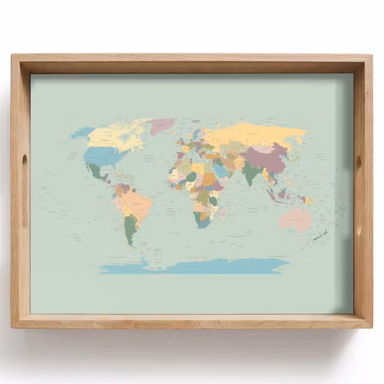 Dienblad - Wereldkaart - Realistisch - Kaart — 1