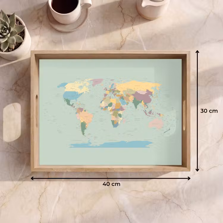 Dienblad - Wereldkaart - Realistisch - Kaart — 9