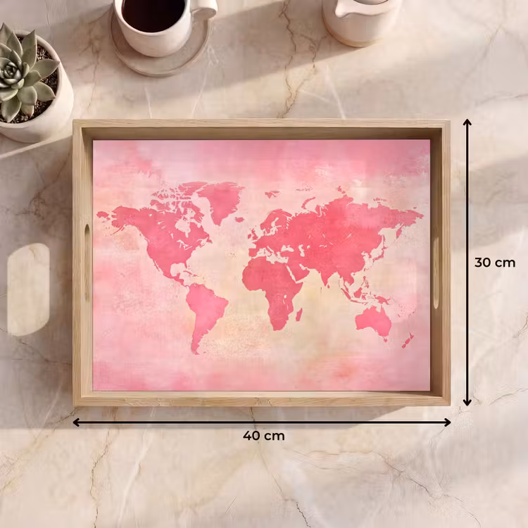 Dienblad - Wereldkaart - Roze - Vaag — 9