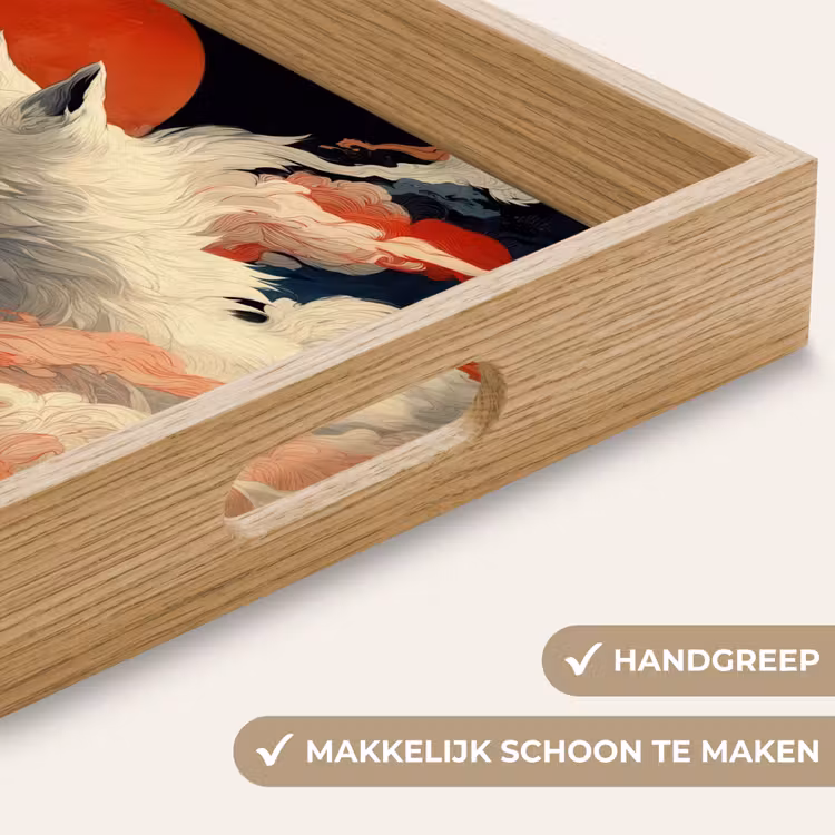 Dienblad - Witte vos - wolken - maan — 5