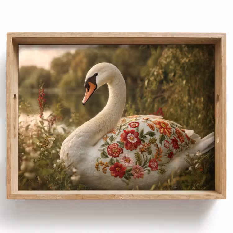 Dienblad - Zwaan - Bloemen - Natuur — 1