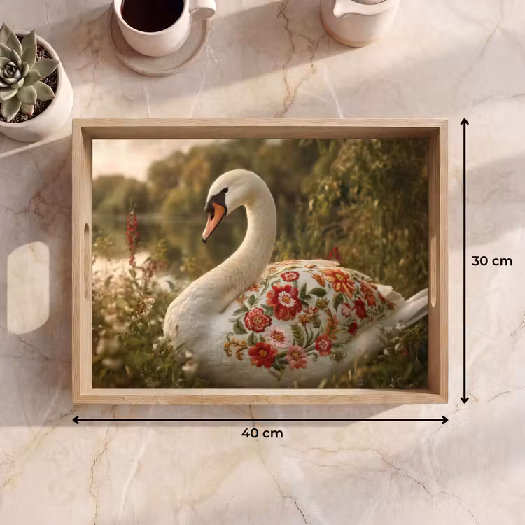 Dienblad - Zwaan - Bloemen - Natuur — 9