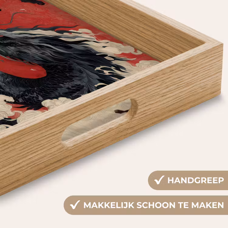 Dienblad - Zwarte draak - Rookwolken - Rood — 5